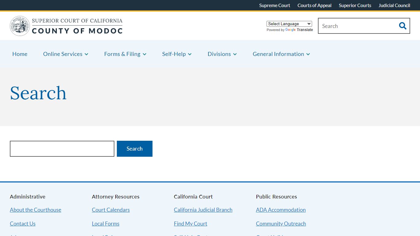 Search | Superior Court of California | County of Modoc